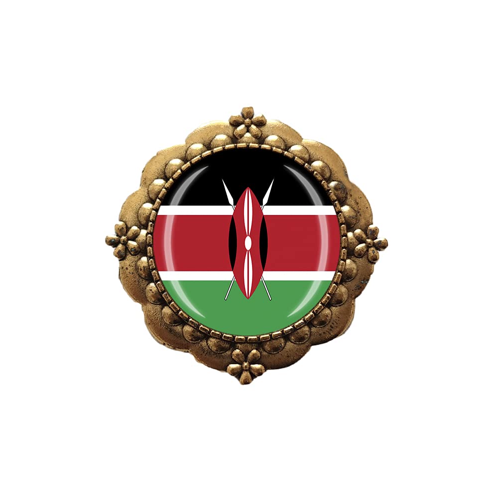 Wedare Souvenir 3D Kenya Flag Glass Crystal Brooch Metal Men Women Clothes Decoration Valentine's Day Birthday Gift