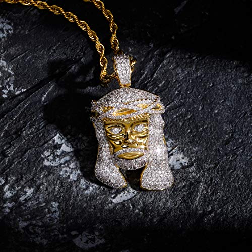 TOPGRILLZ Jesus Pendant Necklace Rope Gold Chain for Men Iced out 14K Gold Plated Simulated Diamond Chain Stainless Steel Chain 24 inch3