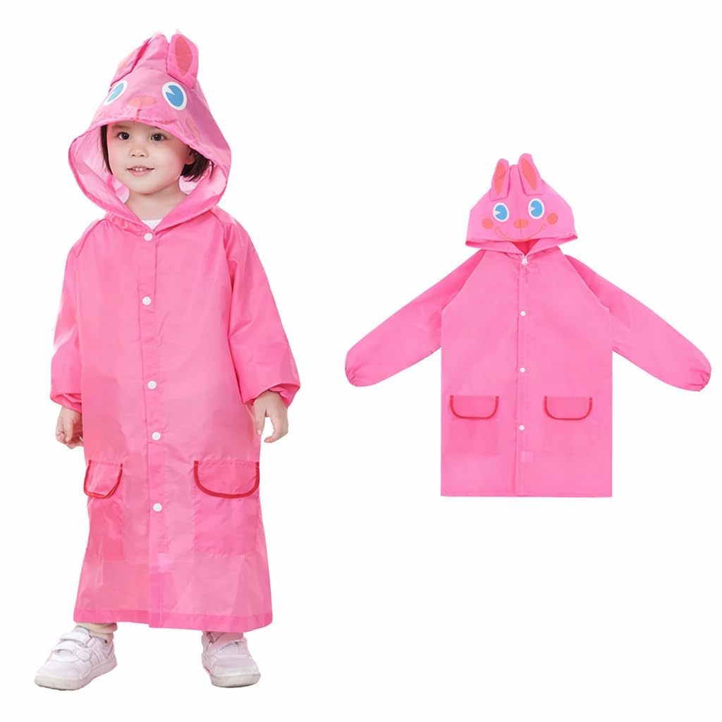 Zacharias Unisex Kids PVC Waterproof Long Raincoat fr-03 (Pink) (3-7 Years_Pack of 1) 3