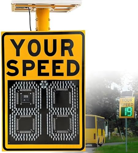 Solar Powered LED Speed Sign 20"x27"/24"x35" - Flashing Alert & Remote Control, Speed Display for School Zones & Neighborhoods, Enhance Traffic Safety