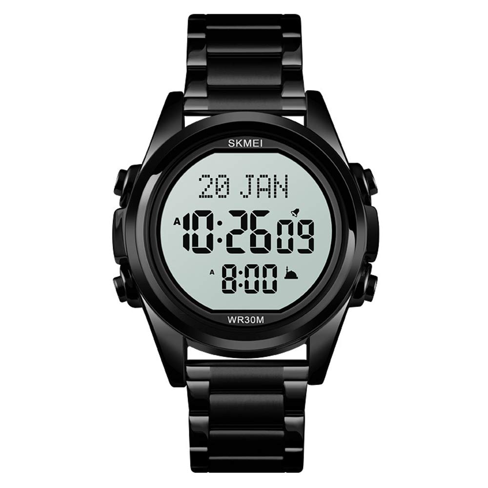 MASTOP Orologio da uomo, alla moda, digitale, sportivo, multifunzione, in acciaio inox, impermeabile, stile militare
