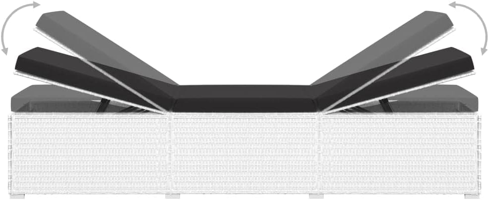 3 Piece Patio Sun Loungers with Tea Table,Outdoor Lounge Chairs,Sunbathing Recliner,Outdoor Daybed,Double Sun Lounger,Backyard Conversation Set,Easy to Maintain,Weather-Resistant, Poly Rattan White