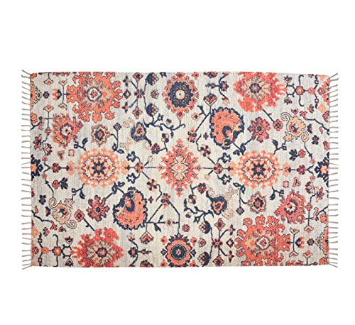 Image of HOMADORN Handmade Sustainable Printed Modern Dhurrie /Rugs /Carpet upcycled from Scrap Fabric for Living Room /Bedside Runner for Enhanced Decor (2x3 feet)