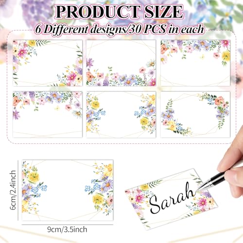 Image of Whaline 180 Pcs Back to School Wildflower Name Tag Stickers Watercolor Summer Floral Nameplate Stickers Classroom Bulletin Board Label Decals for Office School Desk Wall Decor