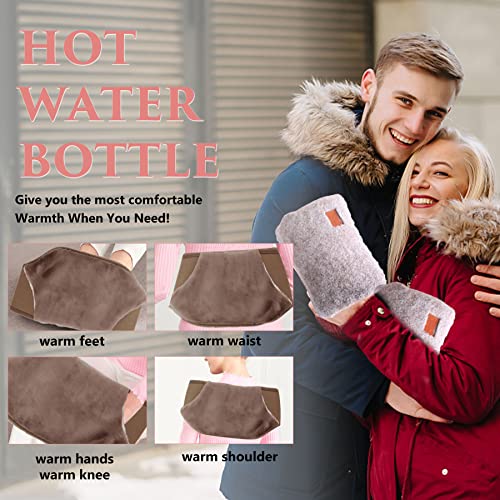 Aofeite Hot Water Bottle With Waist Cover For Pain Relief, 1L Rubber Hot Water Bag For Girl Pain Relief Period/Neck/Shoulders/Legs/Menstrual Cramps/Hand Warmer (Coffee) #TOP3