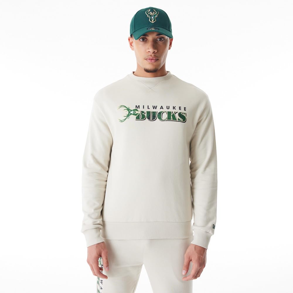 Miwaukee Bucks Unisex Milwaukee Bucks Crew Neck Sweatshirt Light Beige