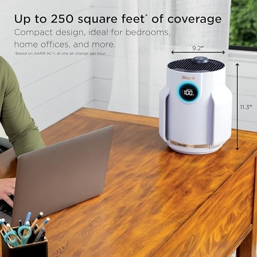 Shark Air Purifier for Home, NeverChange Compact Pro, for Bedroom, Nursery, Home Office, Dorm, HEPA-Exceeding Filter, Captures Pollutants, Pet Dander, Dust, Odor, Smoke, and More, HP072C - 3