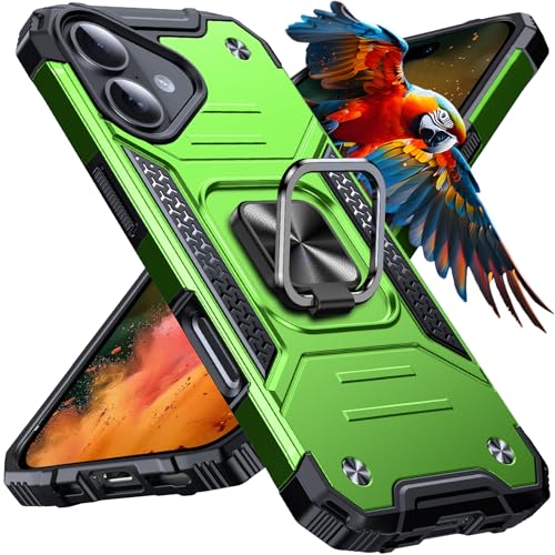 Image of Anqrp Heavy Duty Case for iPhone 17 Case with Enhanced Ring Holder Grip Stand, Military Grade Shockproof Rugged Drop Protective Silicone Hard Slim iPhone 17 Phone Case Cover,Spring Grass