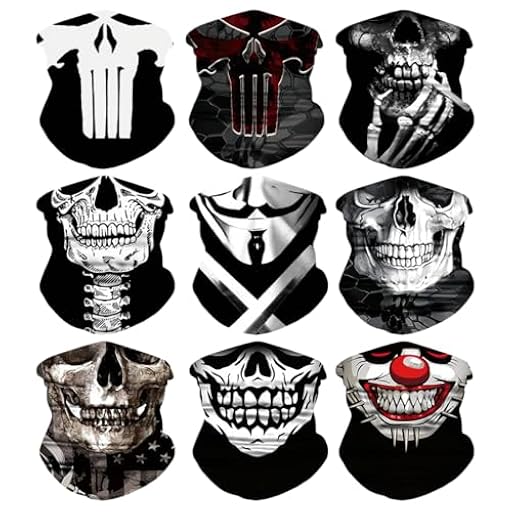 Meleager Multifunción Bandana, Pañuelo Tubular Calavera, 9 Piezas Pasamontañas de Calavera(s78-02), Bufanda Mágica sin Costuras para Deportes, para Halloween, Carnaval, Deportes al Aire Libre | Ya disponible en tu tienda friki favorita! En mundofriki.es!
