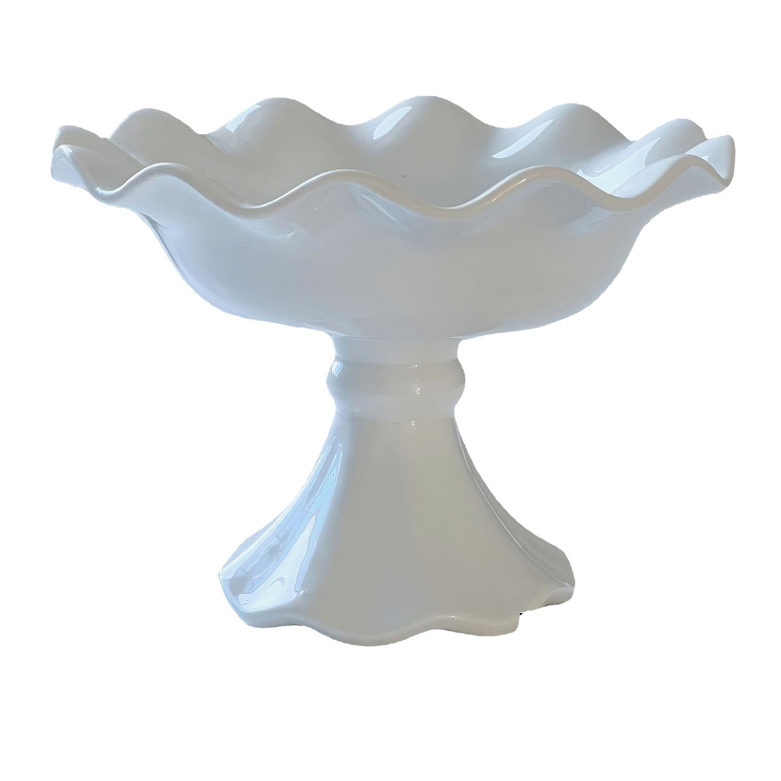 Plateaux de Service pour Aliments, présentoir à gâteaux en céramique Blanche - Grand Format 25 x 16 cm, Plateau Fruits Bord ondulé Desserts, trifles et glaçons idéal Les fêtes d'an