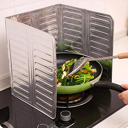 Mandolines 3 Sided Splatter Guard3 Sided Splatter Guard,Kitchen Splatter Guard Oil Splatter Screens for Frying,Oil Insulation Board,Nonstick Oil Splatter Guard Stove Heat Insulati (Silver) - Image 3