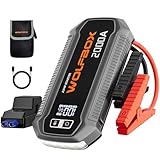WOLFBOX 2000A Jump Starter, 44.4Wh Battery Jumper Starter Portable with LED Display, 12V Car Battery Jump Starter Pack (7L Gas 6L Diesel Engine) with Booster, LED Light, Jumper Cables (NO Adapter)