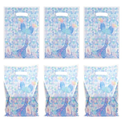 mciskin 40pcs Mermaid Party Gift Bags for Xmas, Birthday, Halloween - Small Candy Bags with Handle for Girls & Children's Treats