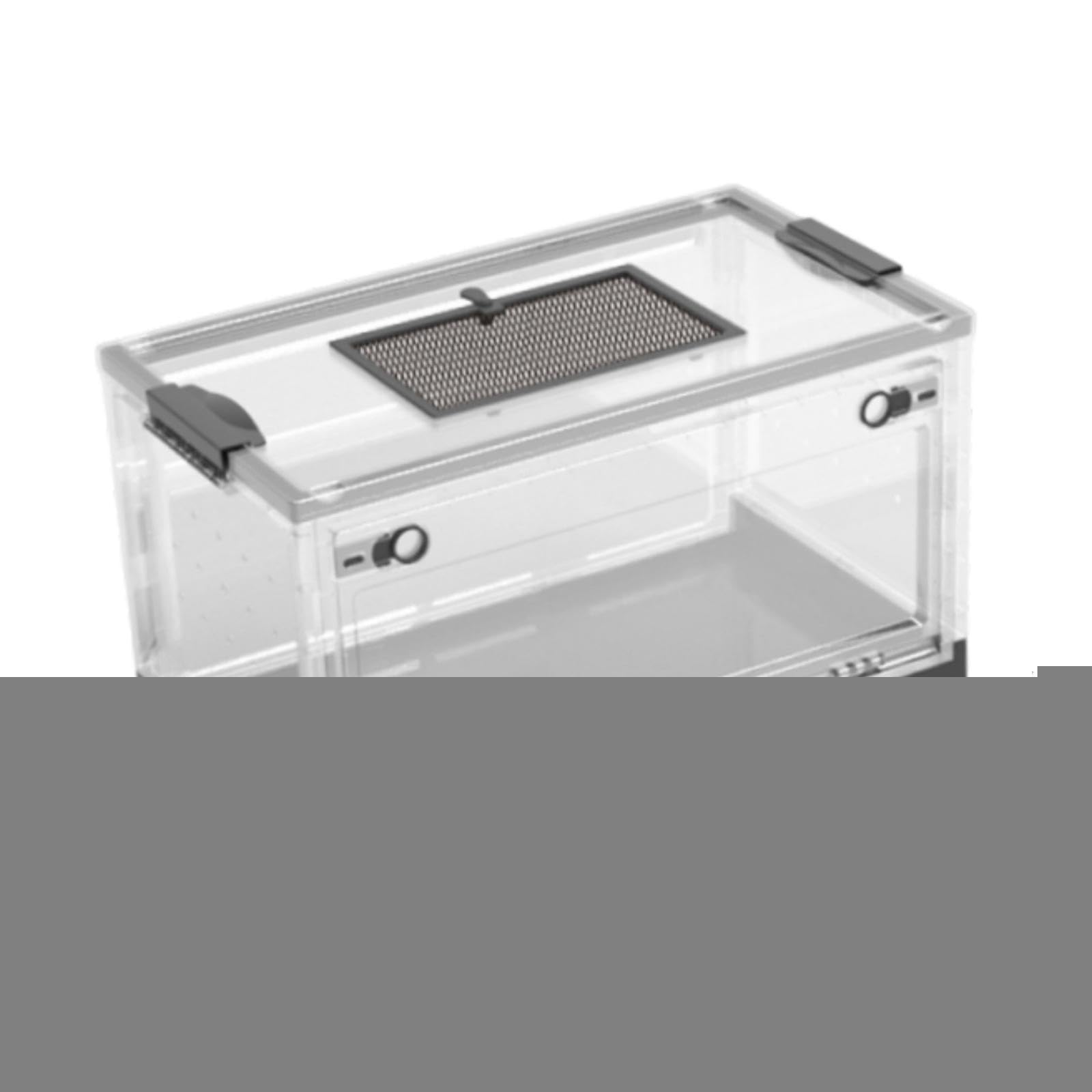 Terrario per Rettili Trasparente Pieghevole Coperchio Scorrevole Porta Frontale Ventilato Materiale Adatto per Rettili Tartarughe Scrivania Aul, Black L