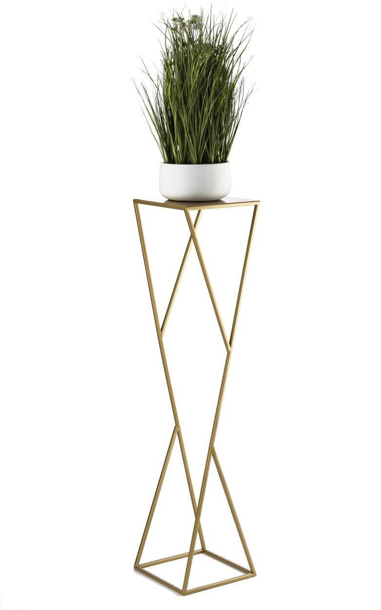 Blumenständer Metall 100 x 24 cm - Solider und Minimalistischer Blumenhocker - Gold Pflanzenständer für die Hausdekoration wie Salon oder Schlafzimmer
