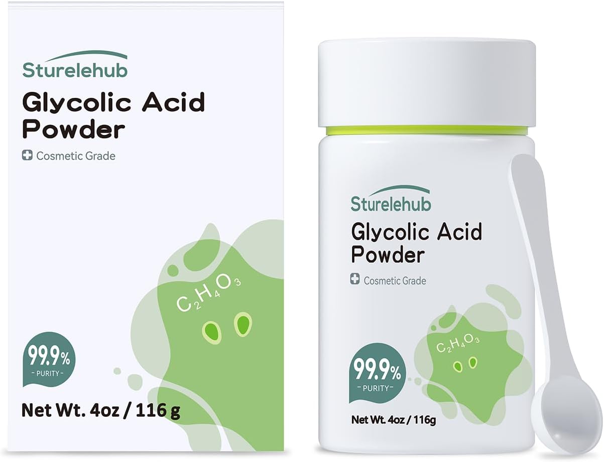 Glycolic Acid Powder, 4OZ / 116g, 99.9% Purity, Cosmetic Grade, DIY Glycolic Acid Mask, Make Your Own Glycolic Acid Lotion and Serum, Glycolic Acid Powder For Homemade Cosmetics