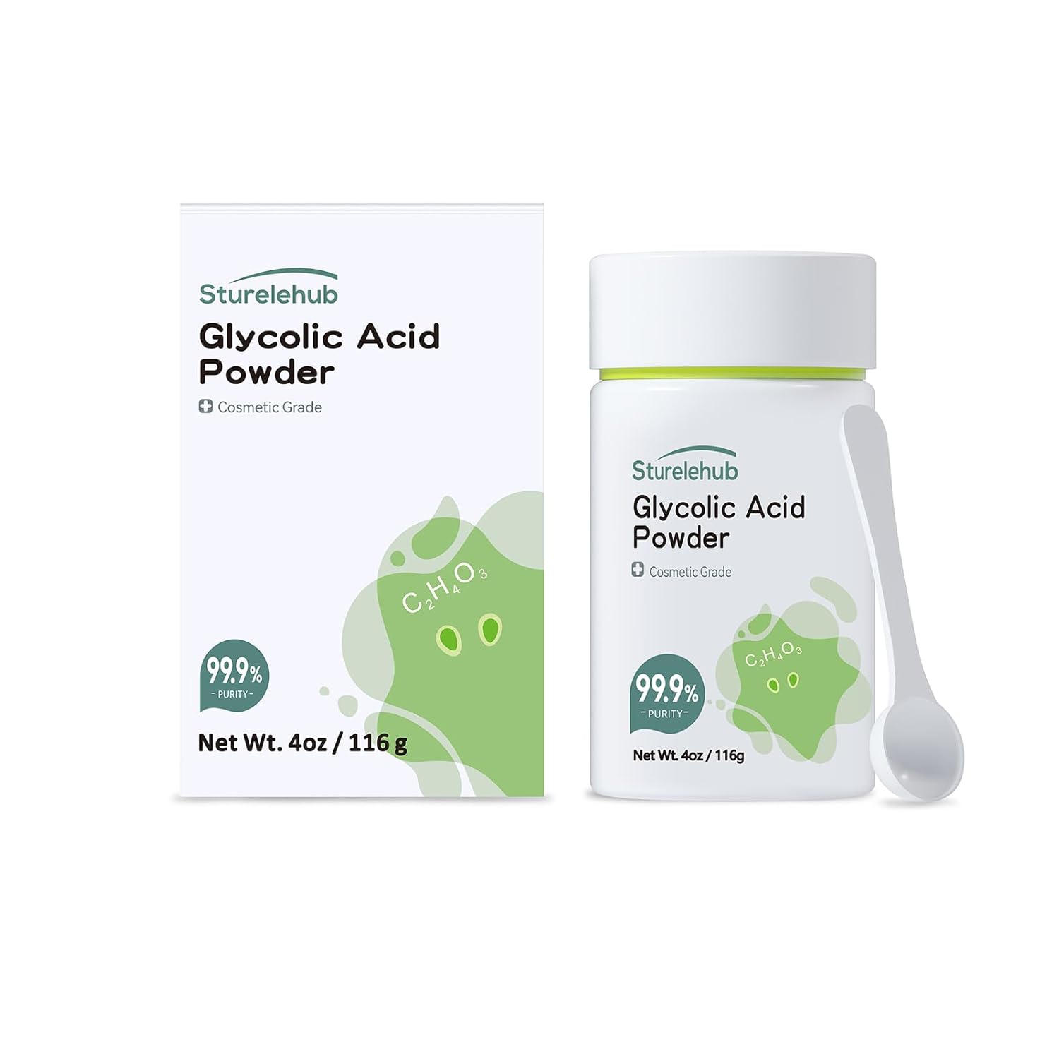 Glycolic Acid Powder, 4OZ / 116g, 99.9% Purity, Cosmetic Grade, DIY Glycolic Acid Mask, Make Your Own Glycolic Acid Lotion and Serum, Glycolic Acid Powder For Homemade Cosmetics