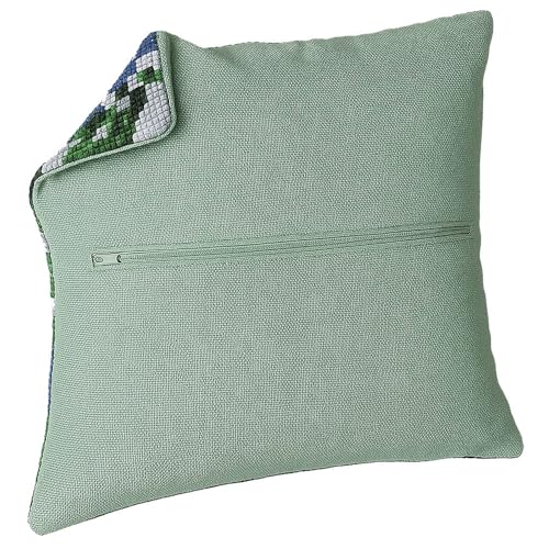 Image of Thea Gouverneur Cushion Back Kit Zipper - Sage Green - for Any 16x16 Inch (40x40cm) Cushion- Cross Stitch Creations - Embroidery - Embroidery Kit for Adults - 23.5905
