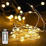LightsEtc 66 Feet Fairy Lights Battery Operated, 200 Led Fairy Lights with Remote Timer Control, Wat