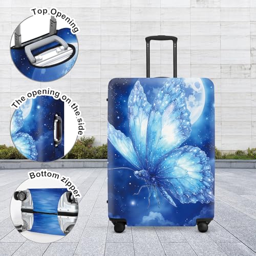 Image of Mystical Moonlight Butterfly Suitcase Cover, Luggage Protector Elastic Fit 18-32 Inch Bags, Unique Gifts for Fantasy Fans