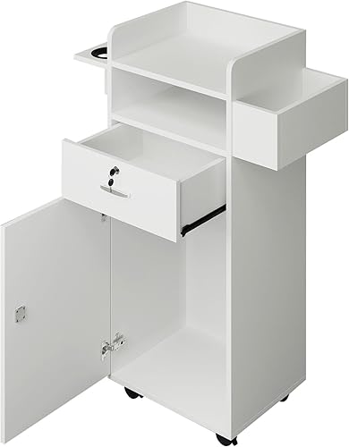 Miniatura 6 de Estación de peluquería, estación de salón versátil para estilistas con cajones de bloqueo y 3 fundas de herramientas para salón de belleza (15.7 x