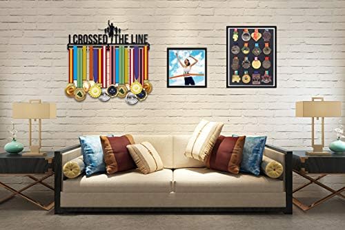 Sports Medal Holder Medal Hanger Display I Crossed the Line Running Carbon Steel Two Tiers Professional Wall Mount