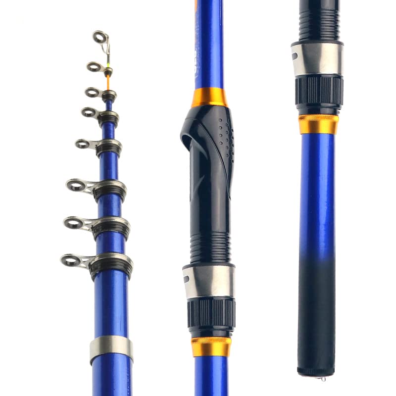 Canne a peche telescopique 3.0m mini pole portable de voyage bleu