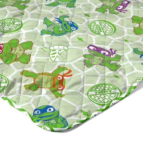 Image of Northwest Nickelodeon Teenage Mutant Ninja Turtles Pizza Party Quilted Throw Blanket, Comfy Throw, Adults Boys Girls, Soft Lightweight Bedding for Bed, or Couch, 60 x 80 inches