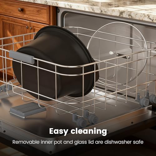 Image of HOMECOOKIN Slow Cooker, Extra Large 10 Quart Programmable Slow Cookers, Dishwasher Safe Glass Lid & Crock, Kitchen Appliance for Families and Gatherings, Grey