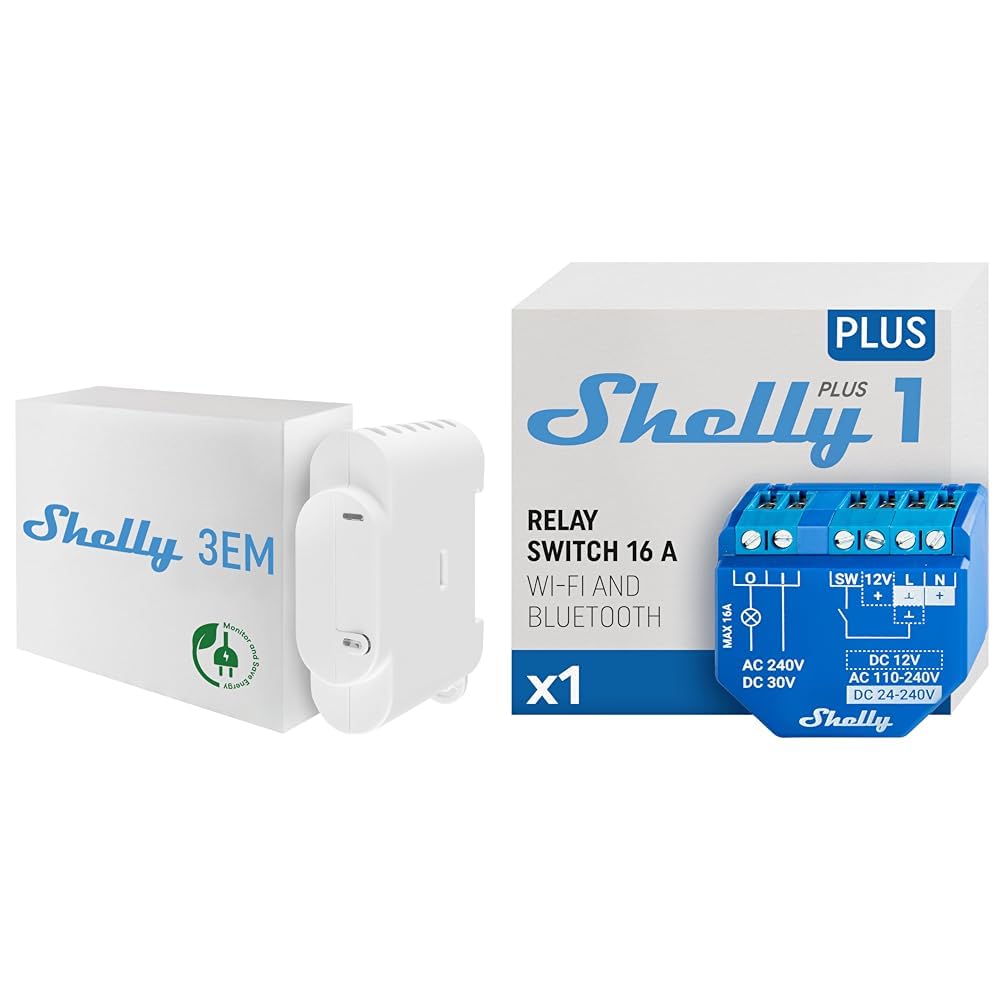 Compteur D'énergie Triphasé Connecté Shelly Pro 3EM - 120A, Wi-Fi, Bluetooth, Pour Suivi Consommation