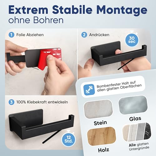 Toilettenpapierhalter mit Abroll-Bremse und Klebemontage