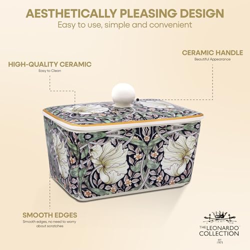 The Leonardo Collection William Morris Pimpernel, burriera per cucina e casa, lavabile in lavastoviglie, con coperchio per mantenere il burro fresco, resistente, senza BPA, per conservare il burro - immagine 6