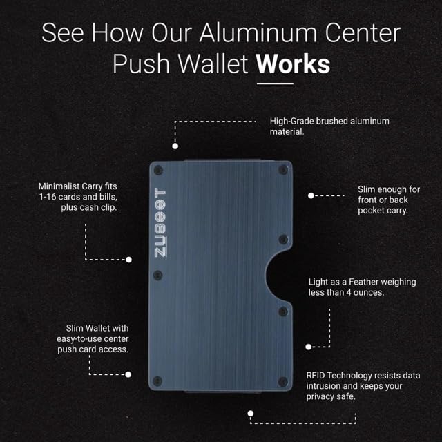 Aluminum RFID Wallet for Men – Slim and Durable Brushed Metal Front Pocket Wallet – Lightweight RFID-Blocking Card Holder for Everyday Carry (Blue, Holds 16 Cards)4