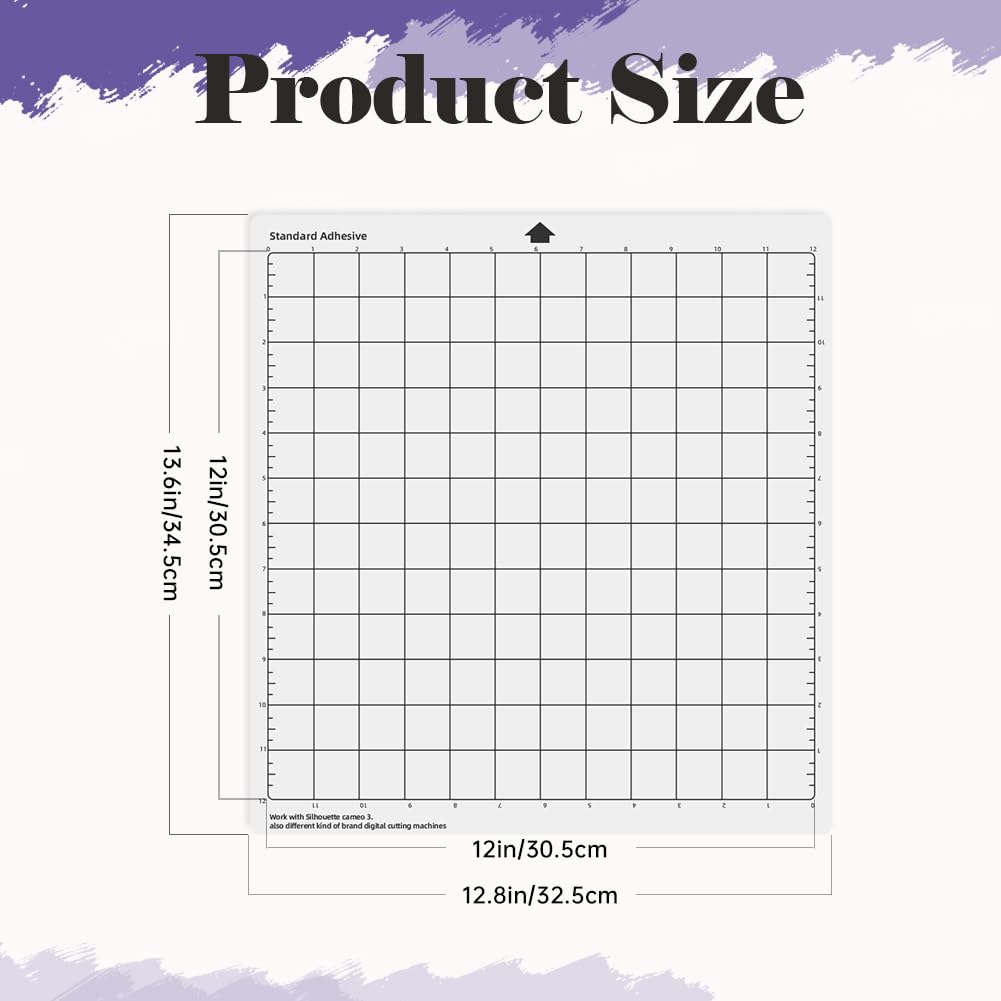 4 Pezzi Tappetino da Taglio 12x12 Pollici per Silhouette Cameo 5/4/3/2/1, StandardGrip Tappetini Adesivi di Ricambio 30x30 cm Durevoli e Antiscivolo con Raschietto per Vinile