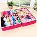 Hoople Clothes Drawer Organizer, Bra, Underwear Socks, Tie, Scarf, Dresser Drawer Divider with Zipper Set of 4 (Pink)