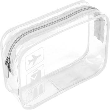 Clear Travel Toiletry Bag TSA Approved Quart Size Travel Bag Airport Security Carry On Liquid Bag Cosmetic Pouch Shower Bag Transparent Toiletries Bags White