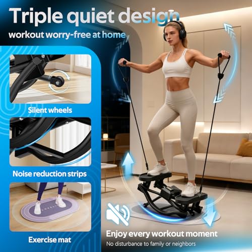 Rocking Stepper Side to Side, 3-in-1 Step Rocker Machine for Home Gym, Lateral Stepper with Resistance Bands, Low Impact Cardio Exercise Equipment for Glutes Thighs Core — view 4