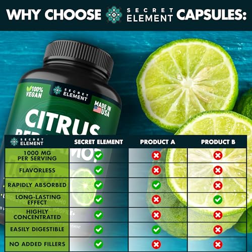 Citrus Bergamot Extract 1000mg - Citrus Bergamot Supplement for Heart, Immune System Support, and Healthy Aging - Pure, Vegan Bergamot Capsules