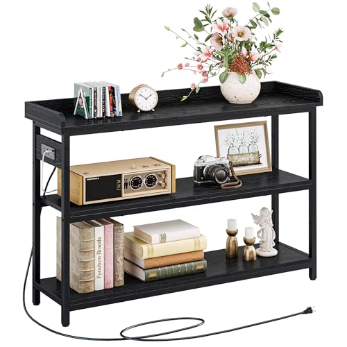 Ironck Console Table with Power Outlet, 43" Vintage Black