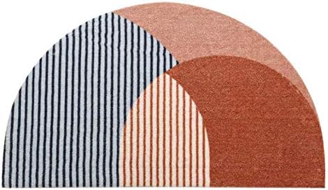 Geometric Pattern Design Non-Slip Soft Water Absorption Floor Mat Area Rugs Carpet Bathroom Rugs Bathmat Shower Room Home Decor (Half Round)