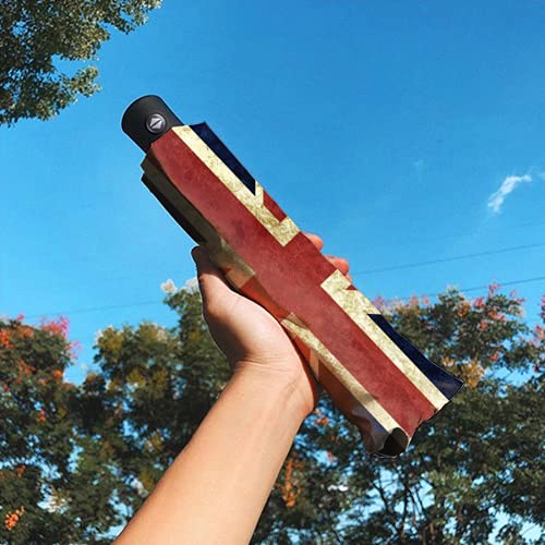 OcuteO Compact Small Mini Umbrella Automatic Retro Flag of England Travel Folding Portable Umbrella Collapsible Auto Open/Close Parasol with Uv Protection for Sun Rain Women Men - Thumbnail 5