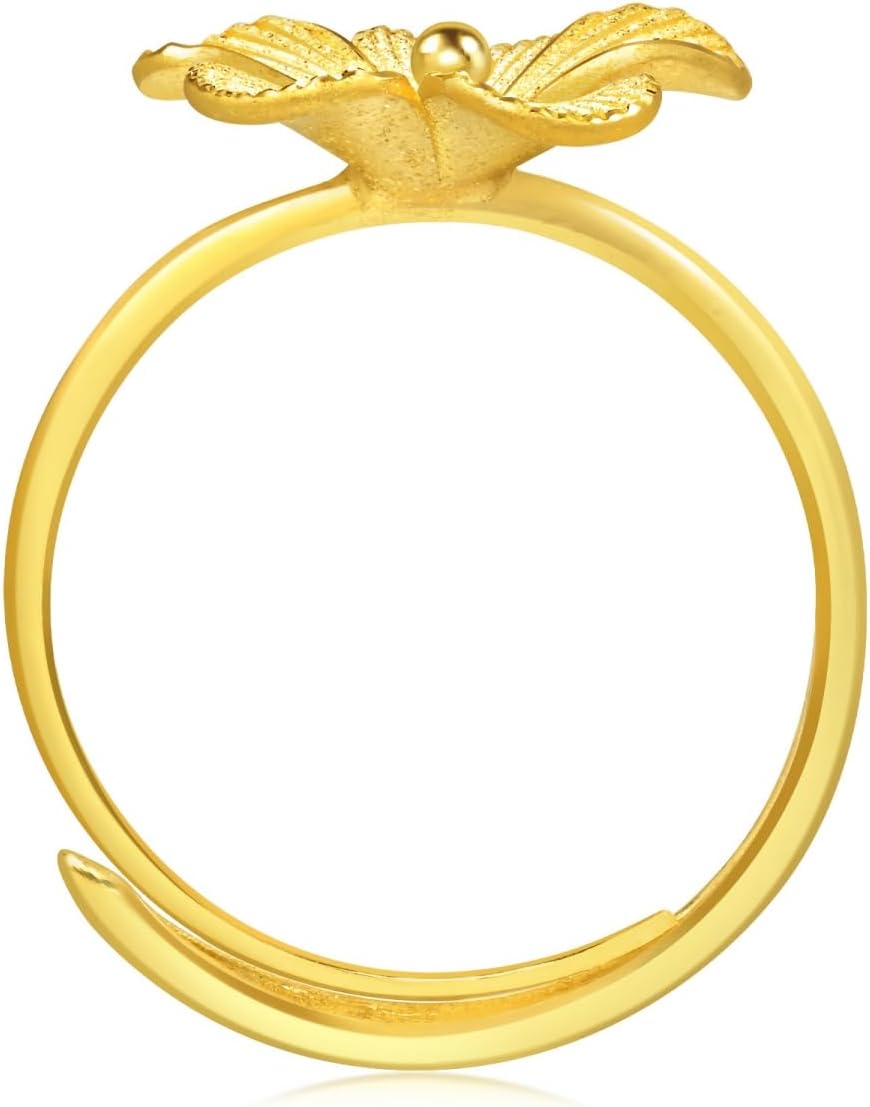 CHOW SANG SANG 999 24K Gold Chinese Wedding Collection Blossom Adjustable Ring for Women 95303R [Size Adjustable]