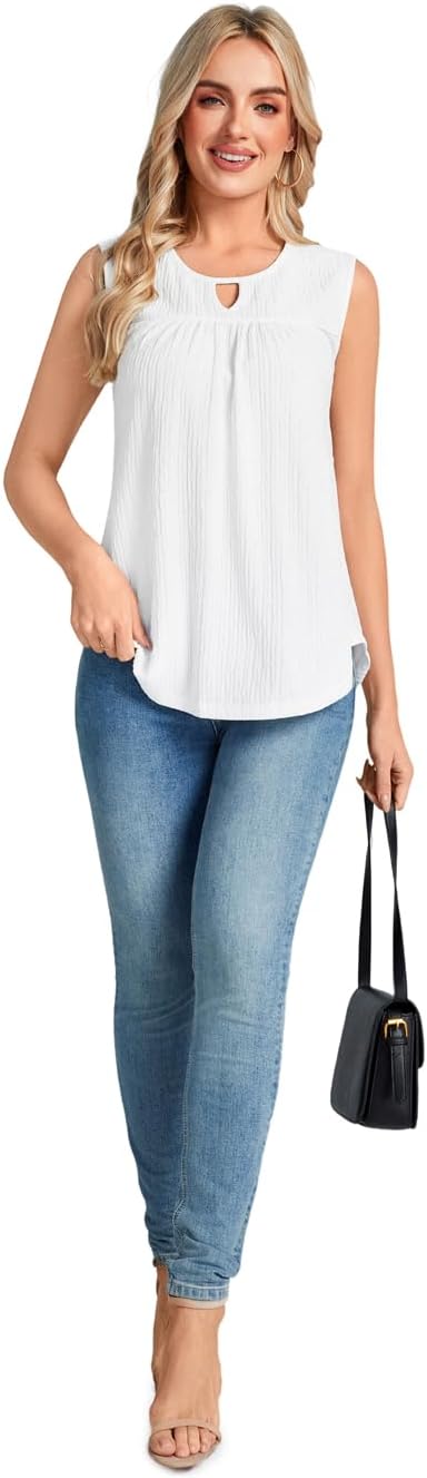 SUNNEGOO Womens Summer Tank Tops Sleeveless Dressy Casual Shirts Loose Fit Tunic Business Work Blouses Basic Trendy Outfits - Image 4