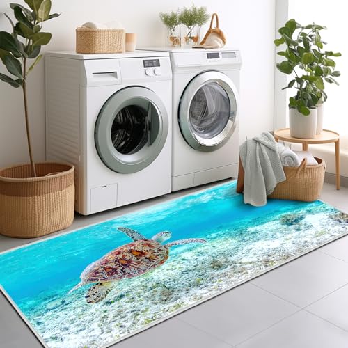 Tapete corredor tortuga marina azul 60x180 cm miniatura 3