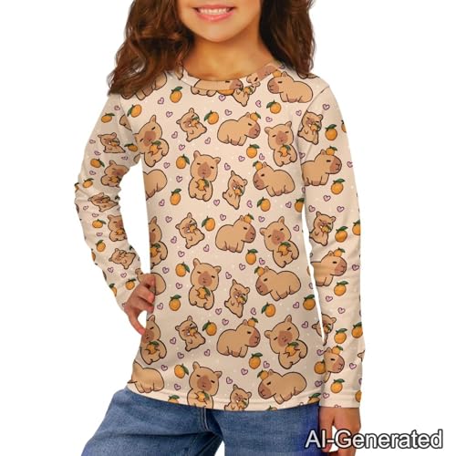Image of Renewold Boys Girls Tees Kids T-Shirt Long Sleeve Crewneck T Shirts Casual Athletic Tops Clothing for Home School Travel