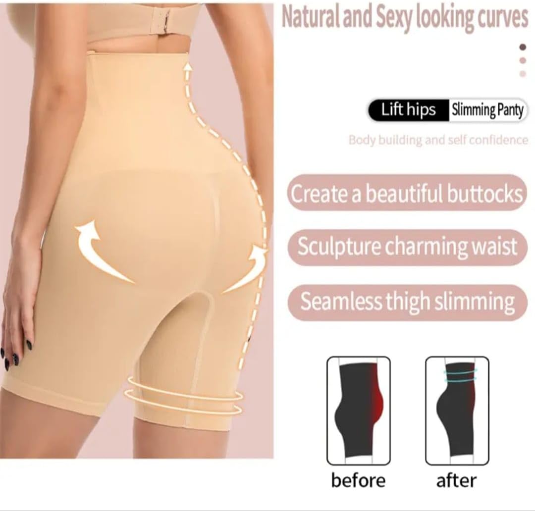 Thigh Slimming Shapewear for Women – High-Waist Tummy Control Shorts, Seamless Body Shaper | Size- Small to X Large