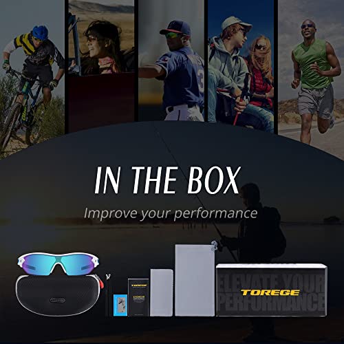Torege Polarized Sports Sunglasses For Men Women Cycling Running Driving Fishing Golf Baseball Glasses Tr02 Upgraded(White&Blue&White Ice Blue Lens) #TOP5