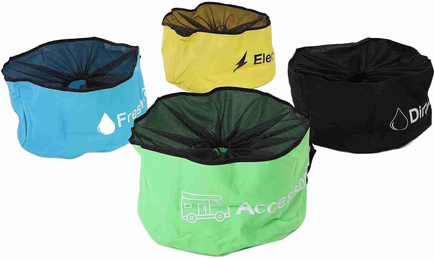 RV hose storage bag, 4 pack with breathable mesh top, for sewer hoses electrical cords and RV accessories
