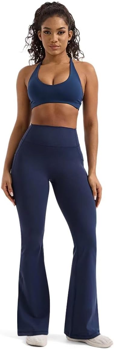 Flamingals Flared Leggings for Women High Waisted Tummy Control Butt Lifting Hidden Scrunch Yoga Pants with Pockets - Image 4