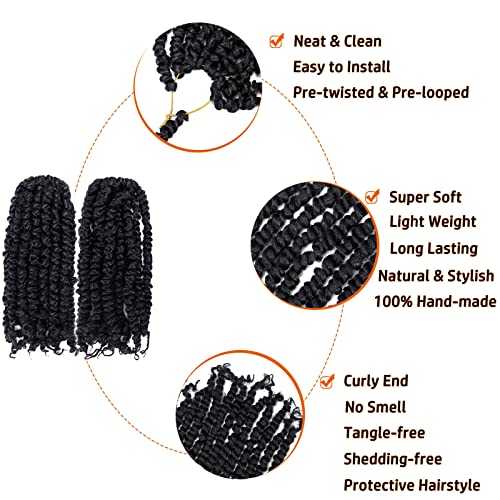 Passion Twist Hair 10 Inch Pre-twisted Passion Twist Crochet Hair for Women Kids Pre-looped Crochet Braids Bohemian Short Curly Crochet Hair Synthetic Hair Extensions 8 packs 1B - Thumbnail 4